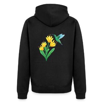 small hummingbird - Unisex Premium Organic Zip Hoodie - black - Back - Nico (187cm)