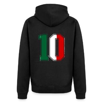 10 Italien Flagge - Unisex Premium Bio Zip Hoodie - Schwarz - Hinten - Nico (187cm)