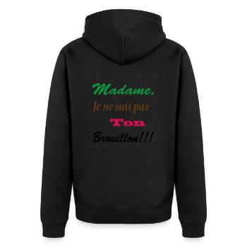 Madame je suis pas ton brouillon - Veste à capuche bio Premium Unisexe - noir - Dos - Nico (187cm)