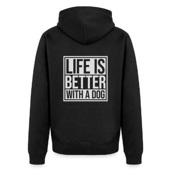 better with a dog - Unisex Premium Organic Zip Hoodie - black - Back - Nico (187cm)