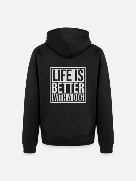 better with a dog - Unisex Premium Organic Zip Hoodie - black