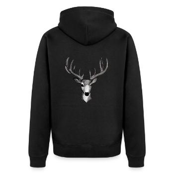 Deer head in autumn Deer antlers Buck Fawn - Unisex Premium Organic Zip Hoodie - black - Back - Nico (187cm)