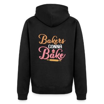 Boulangers allant faire cuire des gâteaux pâtisseries biscuits - Veste à capuche bio Premium Unisexe - noir - Dos - Nico (187cm)