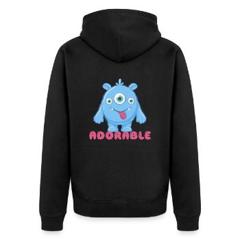 Adorable little cheerful monster. Funny gift idea. - Unisex Premium Organic Zip Hoodie - black - Back - Nico (187cm)