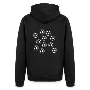 Fußball Soccer - Unisex Premium Bio Zip Hoodie - Schwarz - Hinten - Nico (187cm)
