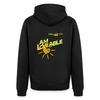 positive Vibes - am loveable - Unisex Premium Bio Zip Hoodie - Schwarz - Hinten - Nico (187cm)