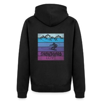 Snowboard Snowboarding Shirt Board Love Vintage - Unisex Premium Bio Zip Hoodie - Schwarz - Hinten - Nico (187cm)