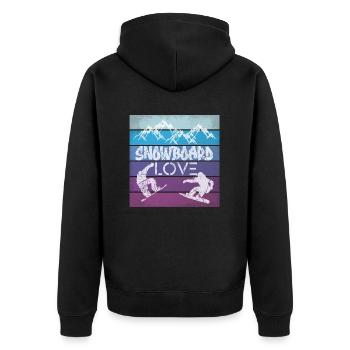 Snowboard Snowboarding Shirt Board Love vintage - Unisex Premium Bio Zip Hoodie - Schwarz - Hinten - Nico (187cm)