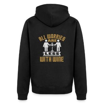 ALL WORRIES ARE LESS WITH WINE - Unisex Premium Organic Zip Hoodie - black - Back - Nico (187cm)