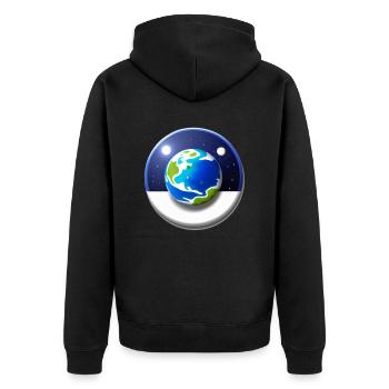 3d Cartoon Darstellung des Planeten Erde 12 - Unisex Premium Bio Zip Hoodie - Schwarz - Hinten - Nico (187cm)