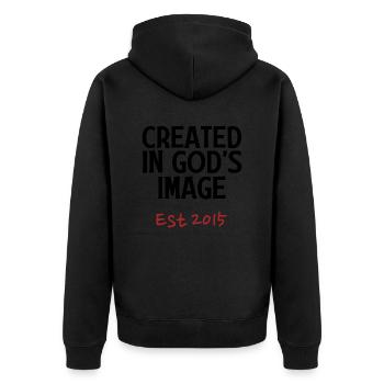 Créé à l’image de Dieu Est 2015 - Veste à capuche bio Premium Unisexe - noir - Dos - Nico (187cm)