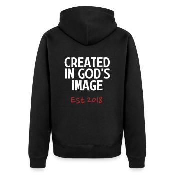 Créé à l’image de Dieu Est 2018 - Veste à capuche bio Premium Unisexe - noir - Dos - Nico (187cm)