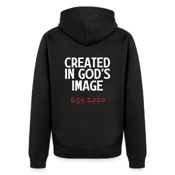 Créé à l’image de Dieu Est 2020 - Veste à capuche bio Premium Unisexe - noir - Dos - Nico (187cm)