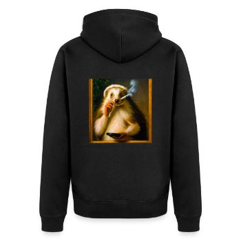 Chilling hedgehog - Unisex Premium Organic Zip Hoodie - black - Back - Nico (187cm)