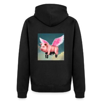 Fliegendes Schwein - Unisex Premium Bio Zip Hoodie - Schwarz - Hinten - Nico (187cm)