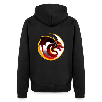 Dragon sur cercle blanc - Veste à capuche bio Premium Unisexe - noir - Dos - Nico (187cm)