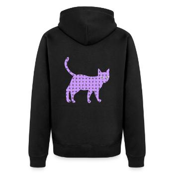 Chat artistique avec tissu violet - Veste à capuche bio Premium Unisexe - noir - Dos - Nico (187cm)