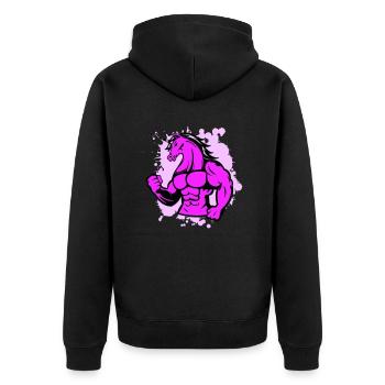 strong unicorn 1 - Unisex Premium Bio Zip Hoodie - Schwarz - Hinten - Nico (187cm)