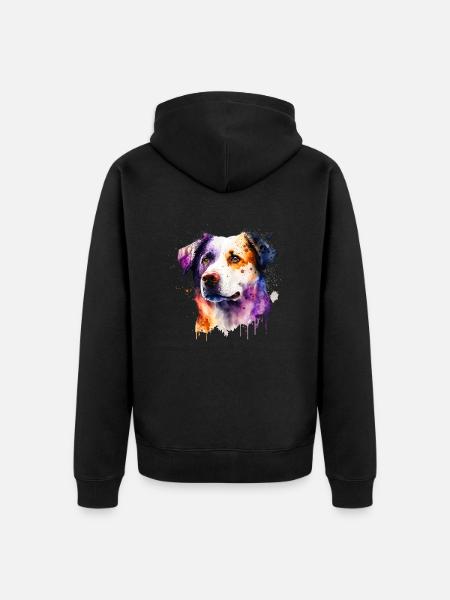 Australian Shepherd Dog Akvarell | Kult tema - Premium økologisk unisex-hettejakke - svart