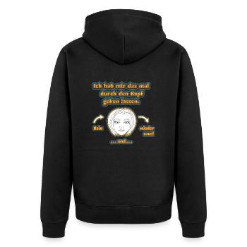 witziges Nicht-Nachdenken-Design / lustige Sprüche - Unisex Premium Bio Zip Hoodie - Schwarz - Hinten - Nico (187cm)