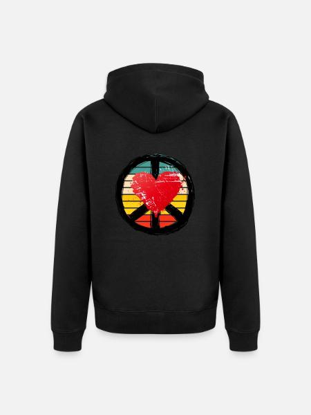 Peace and heart - Unisex Premium Organic Zip Hoodie - black