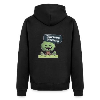 Bitte keine Werbung sagt der Baum - Unisex Premium Bio Zip Hoodie - Schwarz - Hinten - Nico (187cm)