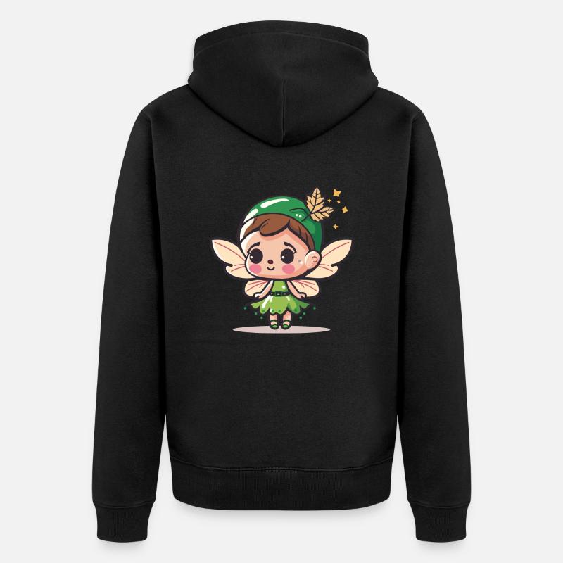 Jolie illustration de fée - Veste à capuche bio Premium Unisexe - noir