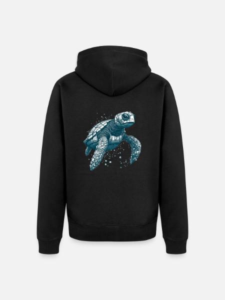 Meeresschildkröte schwimmt im Ozean - Unisex Premium Bio Zip Hoodie - Schwarz