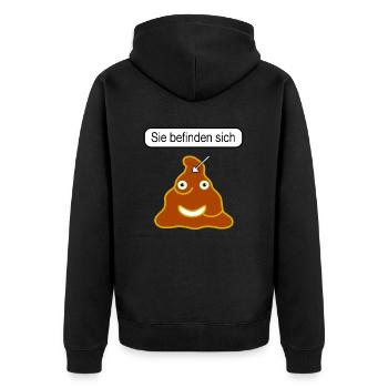 Sie befinden sich - Unisex Premium Bio Zip Hoodie - Schwarz - Hinten - Nico (187cm)
