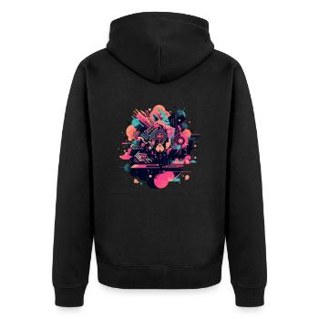 Géométrie abstraite - Veste à capuche bio Premium Unisexe - noir - Dos - Nico (187cm)