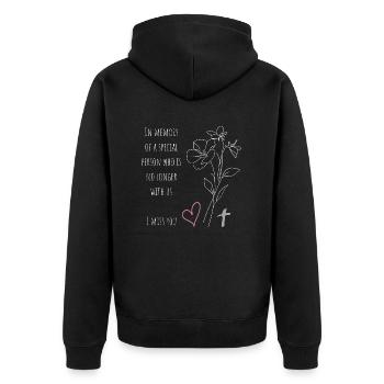 Ich vermisse dich - Unisex Premium Bio Zip Hoodie - Schwarz - Hinten - Nico (187cm)