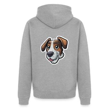 Welpen-Wonne: Süßer Hund - Unisex Premium Bio Zip Hoodie - Grau meliert - Hinten - Nico (187cm)