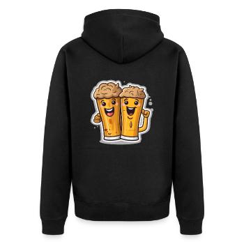 2 Bierglas-Kumpels - Unisex Premium Bio Zip Hoodie - Schwarz - Hinten - Nico (187cm)