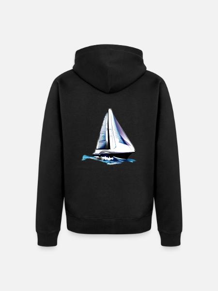 sejlskib sejlbåd - Premium økologisk unisex-hættejakke - sort