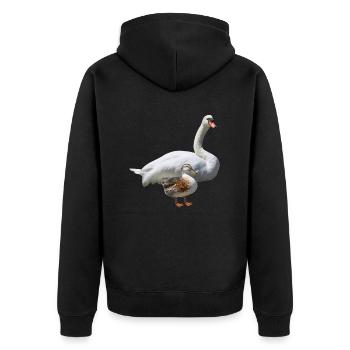Schwan - Unisex Premium Bio Zip Hoodie - Schwarz - Hinten - Nico (187cm)