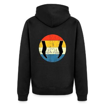 Vintage Krankenschwester Retro Sonnenuntergang - Unisex Premium Bio Zip Hoodie - Schwarz - Hinten - Nico (187cm)