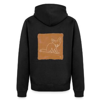 "Fennek", Boho Line Art Design, Series "Desert" - Unisex Premium Organic Zip Hoodie - black - Back - Nico (187cm)