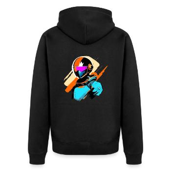 Raumfahrer - Unisex Premium Bio Zip Hoodie - Schwarz - Hinten - Nico (187cm)