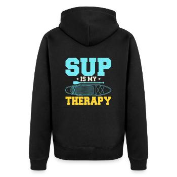 SUP est ma planche de pagayage debout thérapeutique - Veste à capuche bio Premium Unisexe - noir - Dos - Nico (187cm)