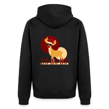 Weihnachtsrentiere - Unisex Premium Bio Zip Hoodie - Schwarz - Hinten - Nico (187cm)