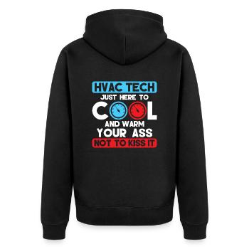 HVAC Tech Just Here To Cool Installer Technician - Unisex Premium Bio Zip Hoodie - Schwarz - Hinten - Nico (187cm)