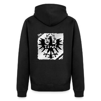 Tiroler Adler dem Land Tirol die Treue, Steinadler - Unisex Premium Bio Zip Hoodie - Schwarz - Hinten - Nico (187cm)