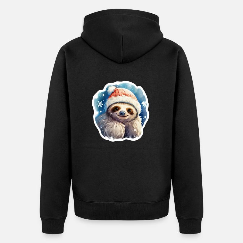 Paresseux de Noël - Veste à capuche bio Premium Unisexe - noir