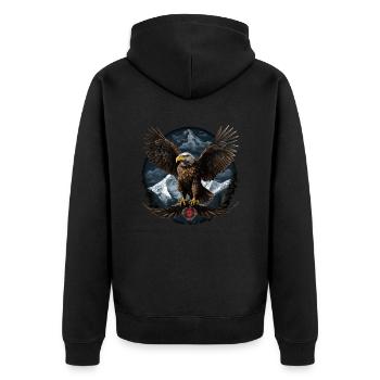 Bald Eagle Design with Mountains - Unisex Premium Organic Zip Hoodie - black - Back - Nico (187cm)