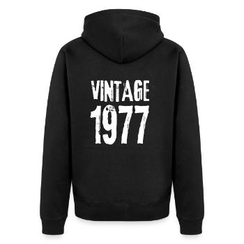 Vintage 1977 - Unisex Premium Organic Zip Hoodie - black - Back - Nico (187cm)