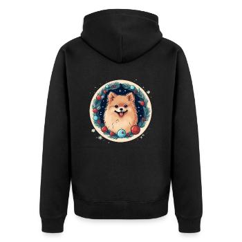 Chien de Poméranie Noël, Chiens d’amour - Veste à capuche bio Premium Unisexe - noir - Dos - Nico (187cm)