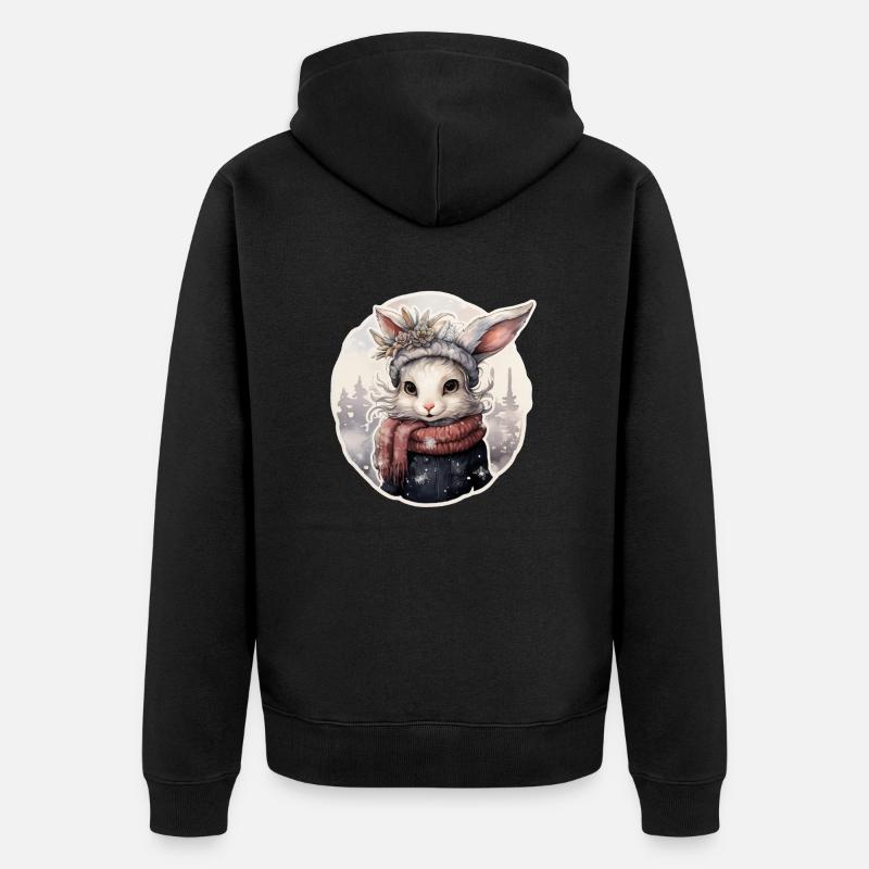 Lapin des neiges - Veste à capuche bio Premium Unisexe - noir
