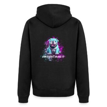 Attention chien mignon chien bleu est joyeux - Veste à capuche bio Premium Unisexe - noir - Dos - Nico (187cm)