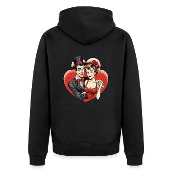 Valentine Couple Pärchen - Unisex Premium Bio Zip Hoodie - Schwarz - Hinten - Nico (187cm)