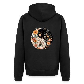 Symbole Yin-yang avec des fleurs - Veste à capuche bio Premium Unisexe - noir - Dos - Nico (187cm)